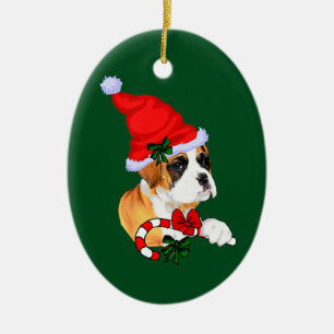 Boxer Puppy Christmas Ceramic Ornament