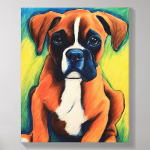 Boxer puppy crayon art photo tile canvas