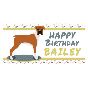 Boxer Puppy Dog Birthday Banner