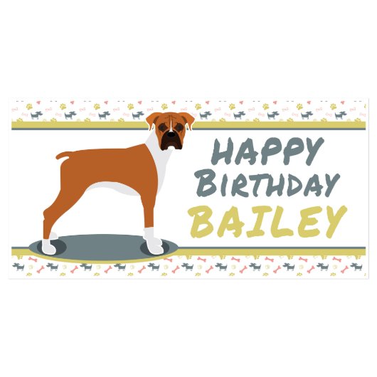 Boxer Puppy Dog Birthday Banner (Front)
