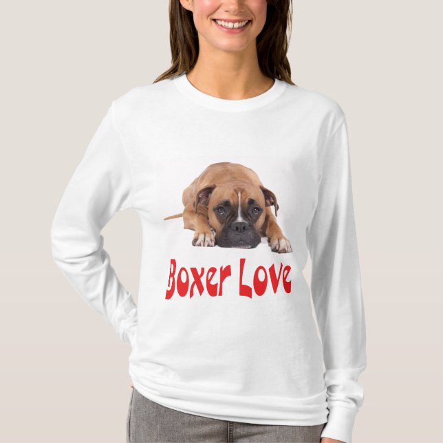 Boxer Puppy Dog "Boxer Love" Womens Tee Shirt (Front)
