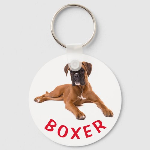Boxer Puppy Dog Red Love Keychain