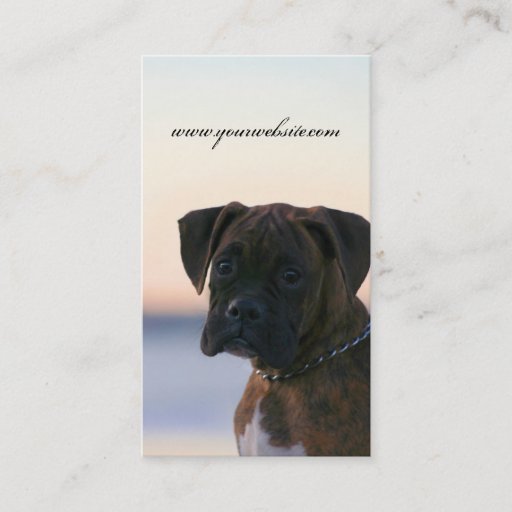 Customizable Boxer puppy in evening sky business cards