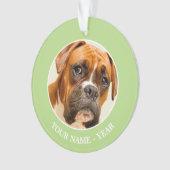 Boxer puppy on ivory cream backdrop. ornament (Front)