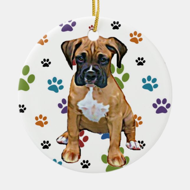 Boxer Puppy Ornament (Front)