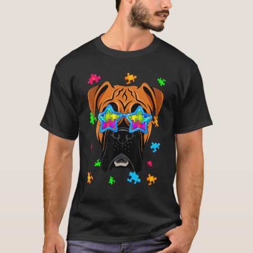 Boxer Puzzle Autism Awareness Dog T-Shirt