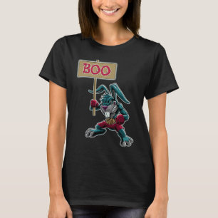 Boxer  Rabbit with Sign Boo Halloween Statement T-Shirt