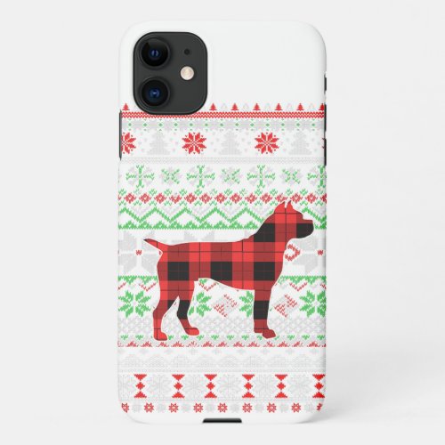 Boxer Red Plaid Christmas Pet Lover Gift Ideas iPhone 11 Case