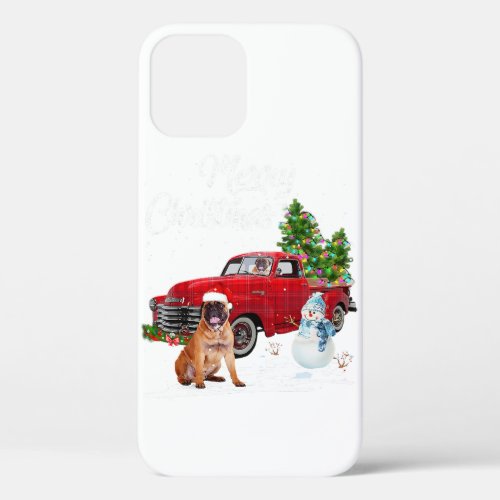 Boxer Red Truck Merry Christmas Snowman Dog Lover iPhone 12 Pro Case