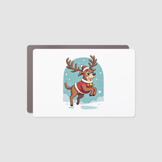 Boxer Reindeer Dash Car Magnet (Front)