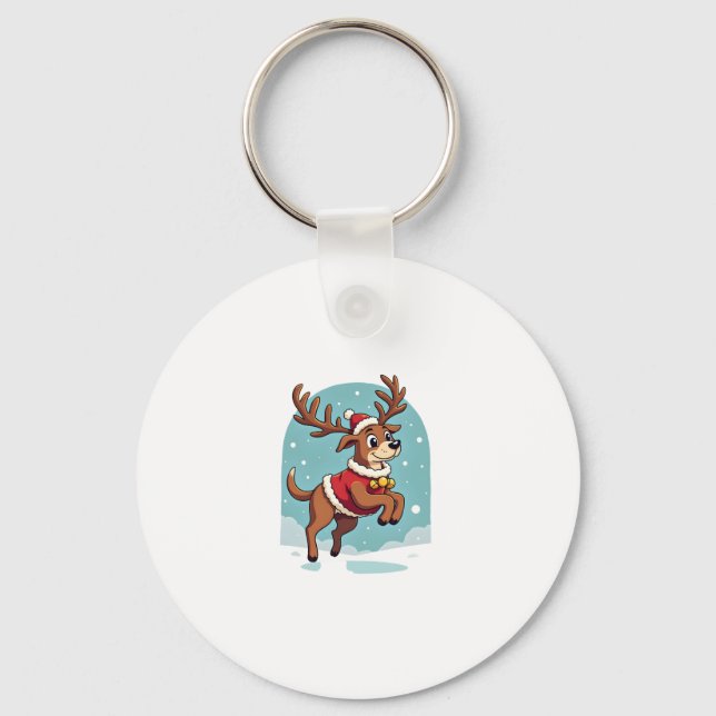 Boxer Reindeer Dash Keychain (Front)