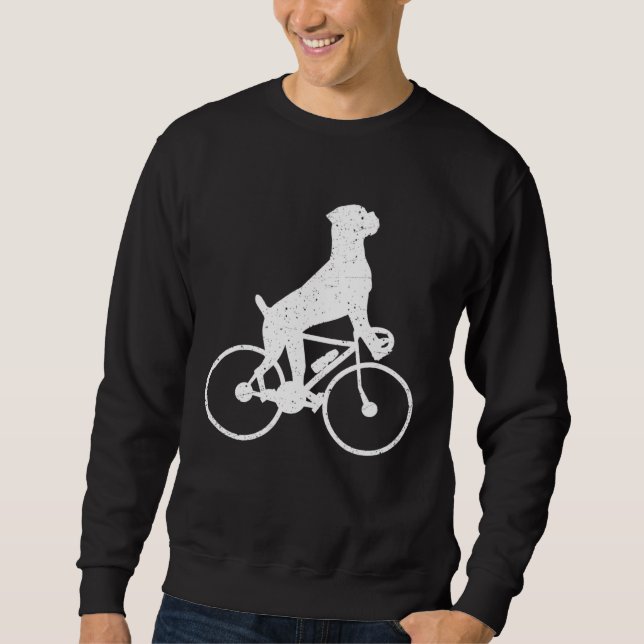 Boxer riding a bicycle boxer dog  autumn sweatshirt (Front)