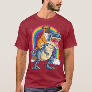 Boxer Riding Dinosaur T rex Gift Dog Lover Boys T-Shirt