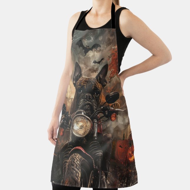 Boxer Riding Motorcycle Halloween Scary  Apron (Insitu)
