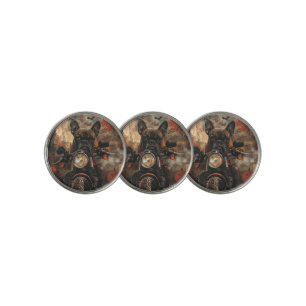 Boxer Riding Motorcycle Halloween Scary  Golf Ball Marker