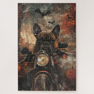 Boxer Riding Motorcycle Halloween Scary Jigsaw Puzzle