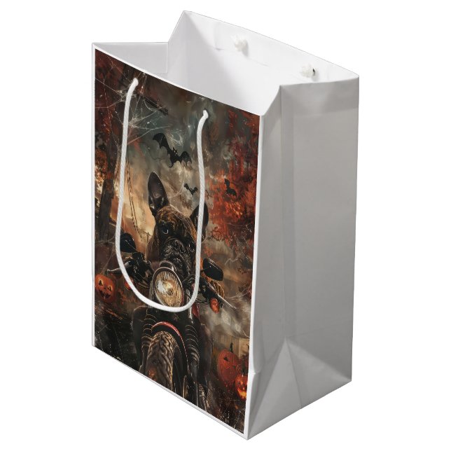 Boxer Riding Motorcycle Halloween Scary  Medium Gift Bag (Front Angled)