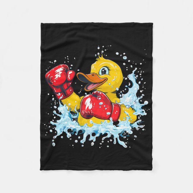 Boxer Rubber Duck With Boxing Gloves Kickboxing Fu Fleece Blanket (Front)