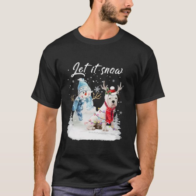 Boxer Santa Dog Christmas Snowman Xmas Pajama T-Shirt (Front)