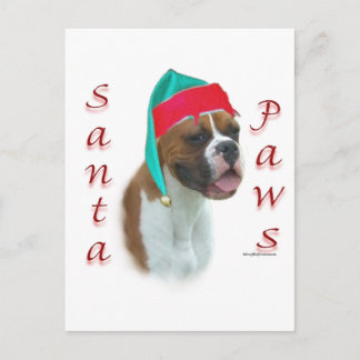 Boxer Santa Paws Holiday Postcard