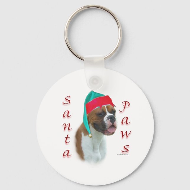 Boxer Santa Paws Keychain (Front)