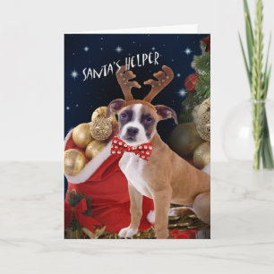 Boxer Santa's Helper Greeting Cards