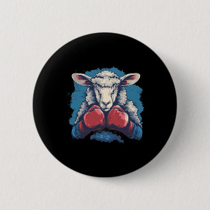 Boxer Sheep With Boxing Gloves Kickboxing Funny Bo Button
