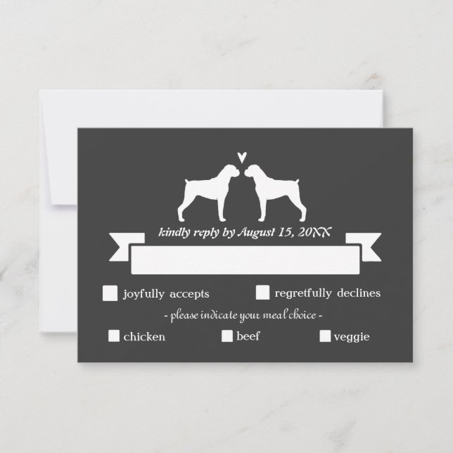 Boxer Silhouettes Wedding Reply RSVP (Front)