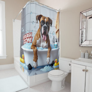 Boxer Sloppy Sleepy Cute Funny Shower Curtain