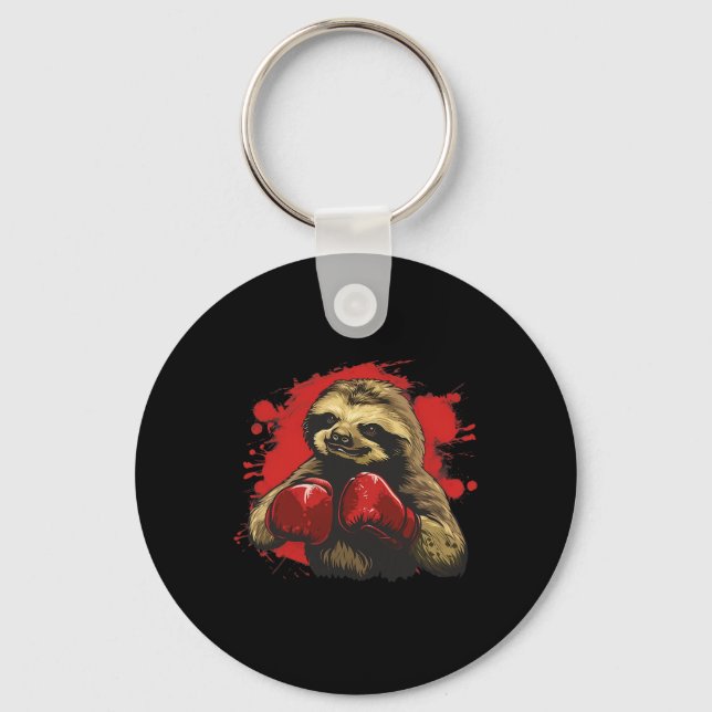 Boxer Sloth With Boxing Gloves Kickboxing Funny Bo Keychain (Front)