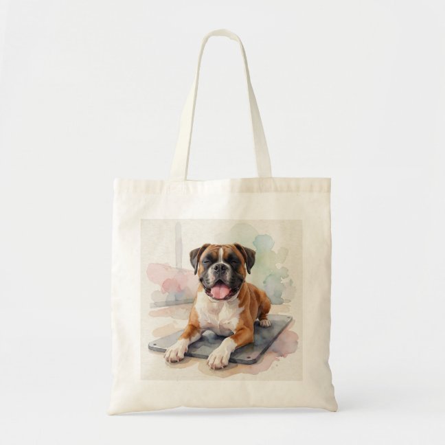 Boxer Snoring On The Gym Mat Tote Bag
