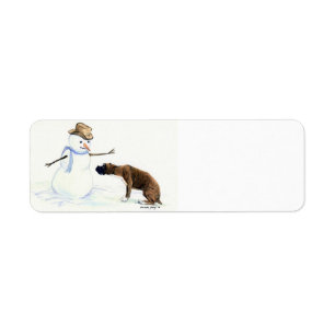 Boxer & Snowman Dog Art Return Address Labels