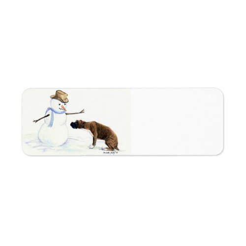 Boxer  Snowman Dog Art Return Address Labels