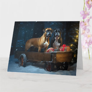 Boxer Snowy Sleigh Christmas Decor Card