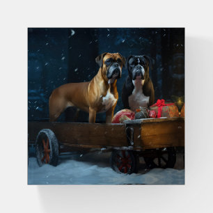 Boxer Snowy Sleigh Christmas Decor Paperweight