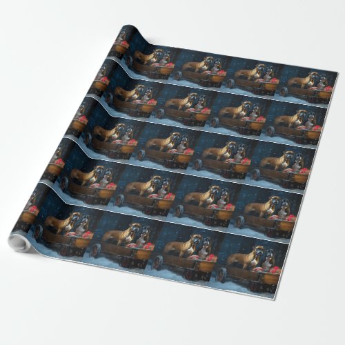 Boxer Snowy Sleigh Christmas Decor Wrapping Paper