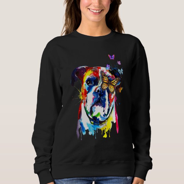 Boxer Splash Butterflies  Dog Sweatshirt (Front)