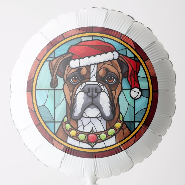 Boxer Stained Glass Christmas  Balloon (Front)