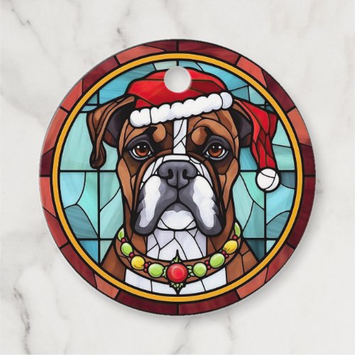 Boxer Stained Glass Christmas  Favor Tags