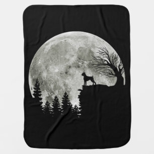 Boxer Standing on Mountain Moon Light Halloween Baby Blanket