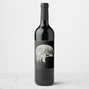Boxer Standing on Mountain Moon Light Halloween Wine Label