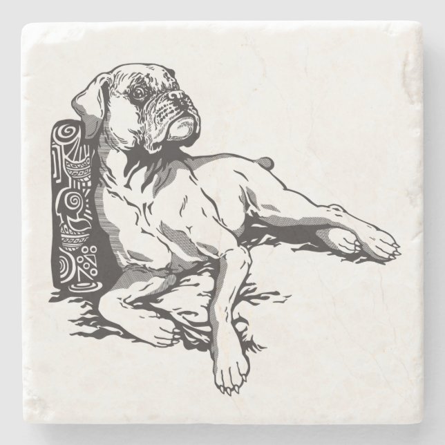 boxer stone coaster (Front)