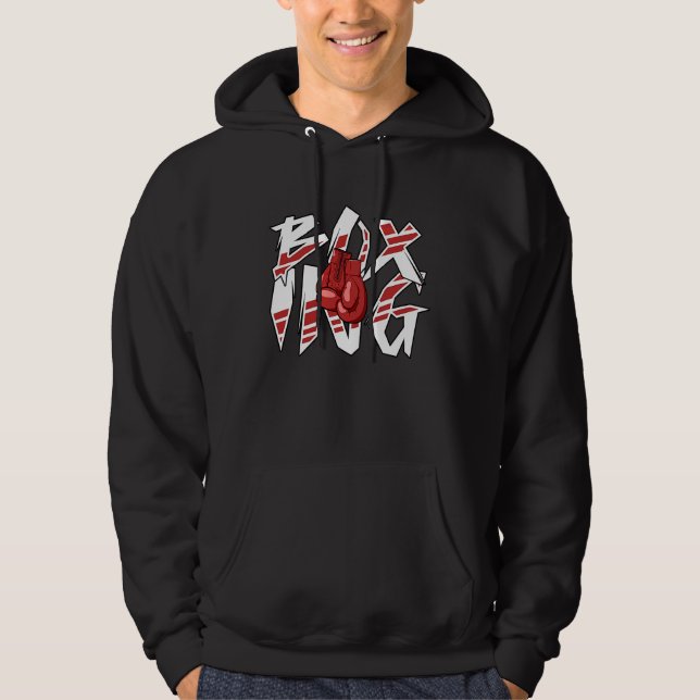 Boxer T Gloves Fighter Champion Punching Bag Ring  Hoodie (Front)