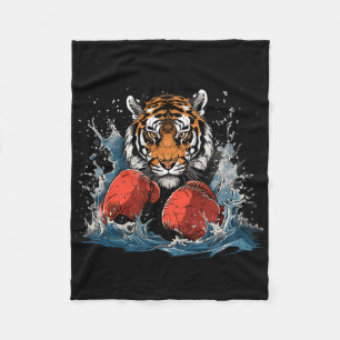Boxer Tiger With Boxing Gloves Kickboxing Funny Bo Fleece Blanket