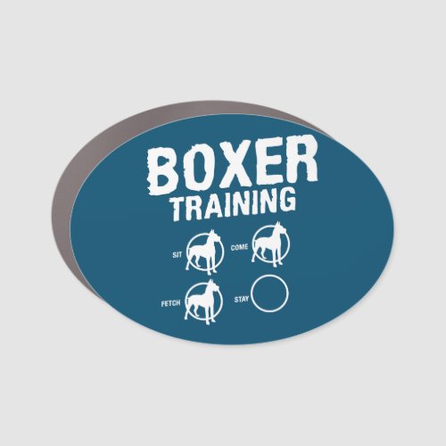Boxer Training Bulldog Sit Come Fetch Stay  Car Magnet