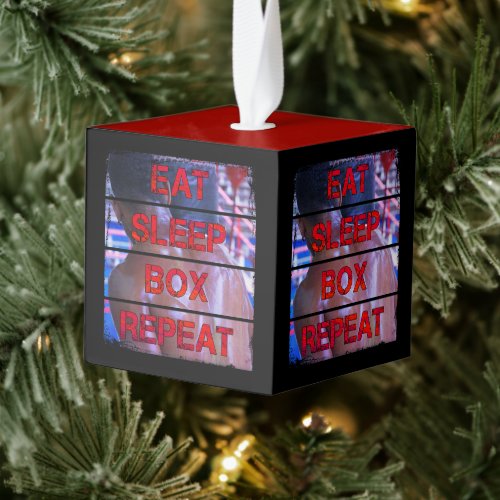 Boxer Training Quote Eat Sleep Box Repeat Cube Ornament