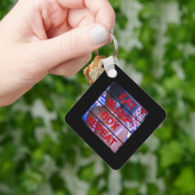 Boxer Training Quote Eat Sleep Box Repeat Keychain (Hand)