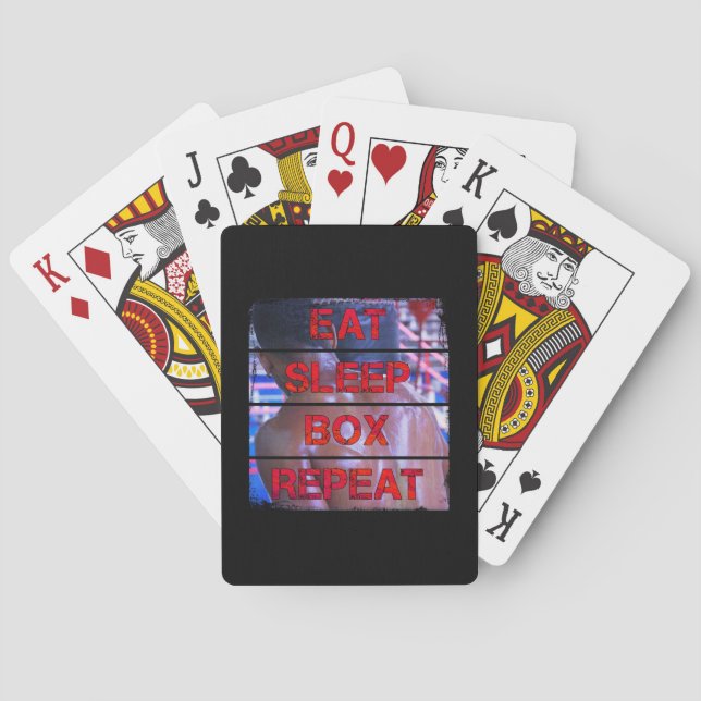 Boxer Training Quote Eat Sleep Box Repeat Poker Cards (Back)