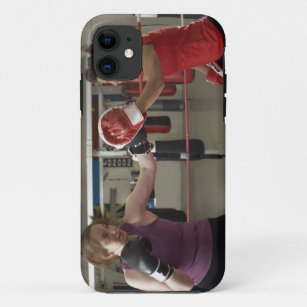 Boxer training with coach in gym iPhone 11 case