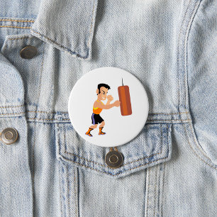Boxer Training with Punching Bag Button